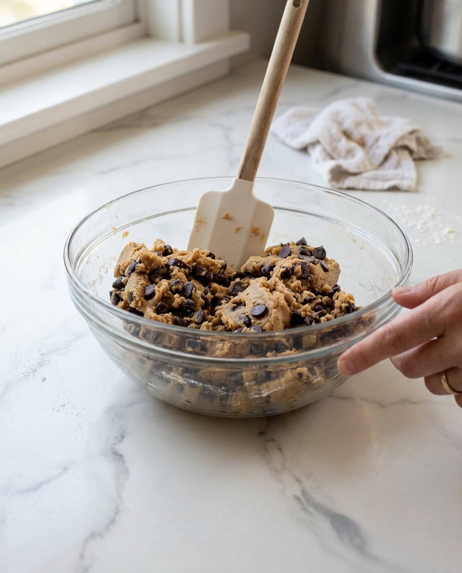 Chocolate Cookies 13 Scooping dark chocolate cookie dough onto a baking sheet