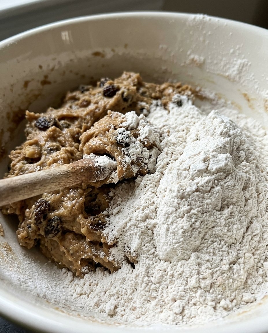 Hand scooping spiced cookie dough onto a baking sheet