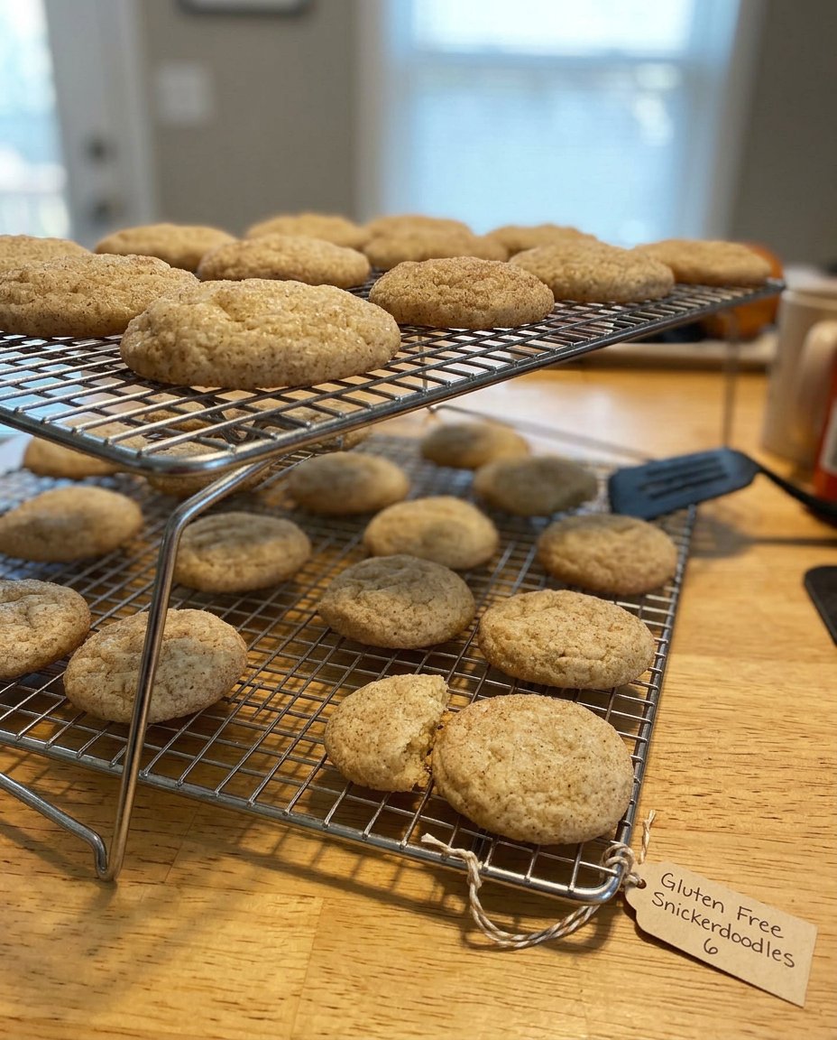 A plate of snickerdoodles served next to a steaming mug of tea on a linen cloth