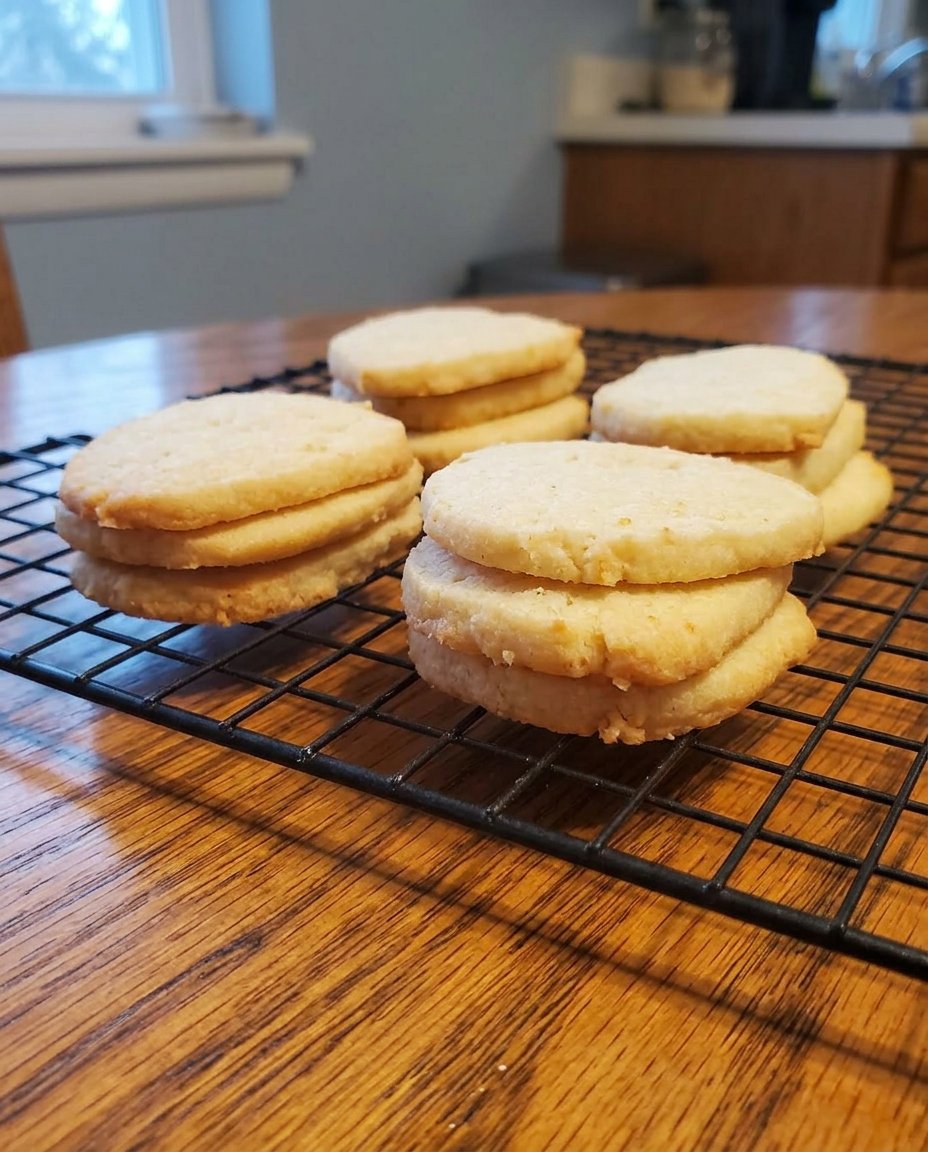 A plate of icebox cookies served next to a steaming cup of tea and a bowl of fresh strawberries.