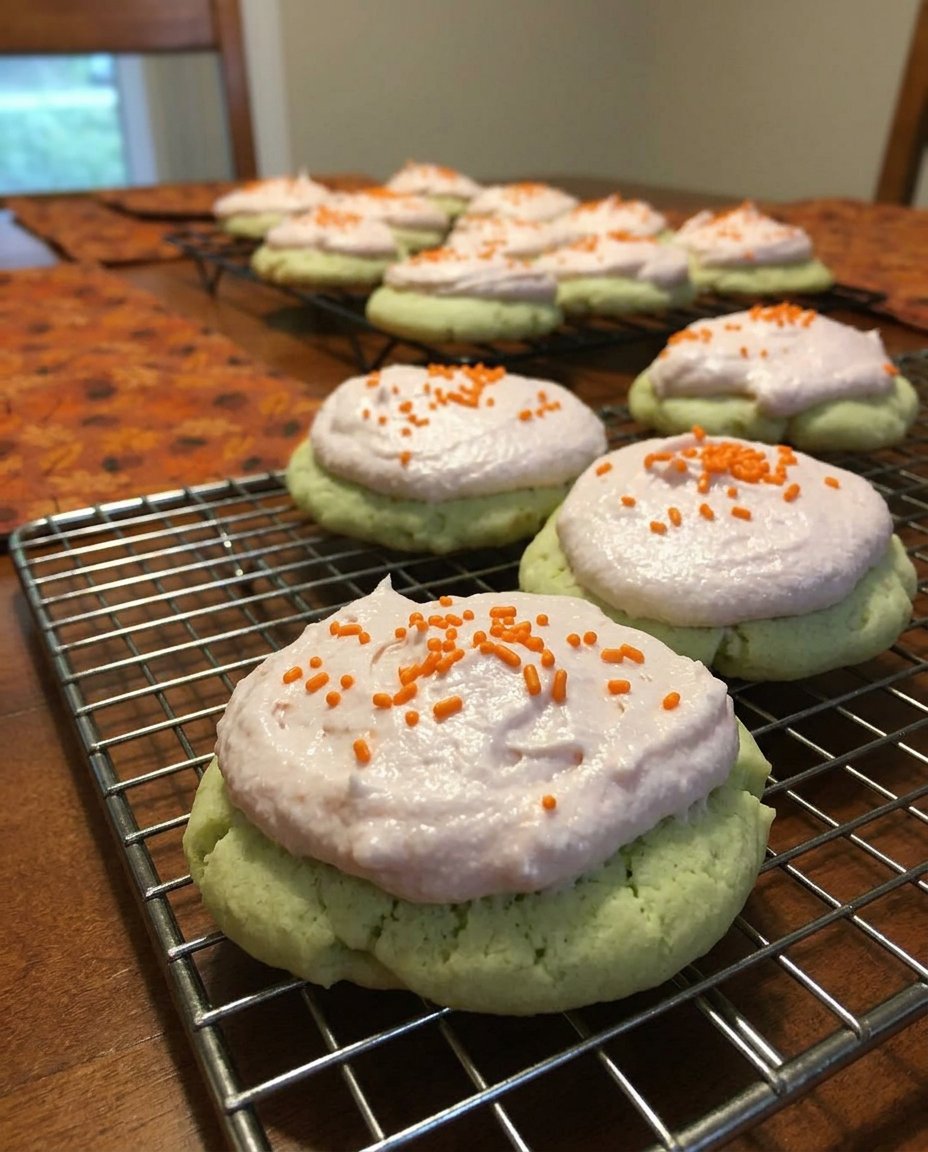 A plate of lofthouse copycat cookies served outdoors in a garden setting.