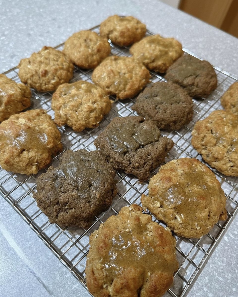 Oatmeal Banana Cookies 14 A plate of banana oatmeal cookies served with a glass of cold milk.