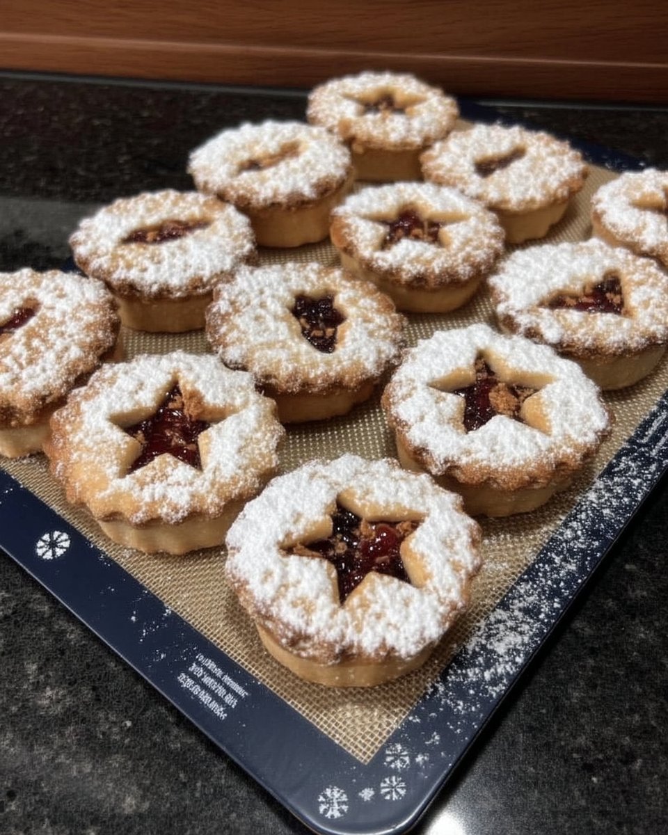 Raspberry Linzer Cookies 14 Raspberry linzer cookies served on a decorative plate with tea.