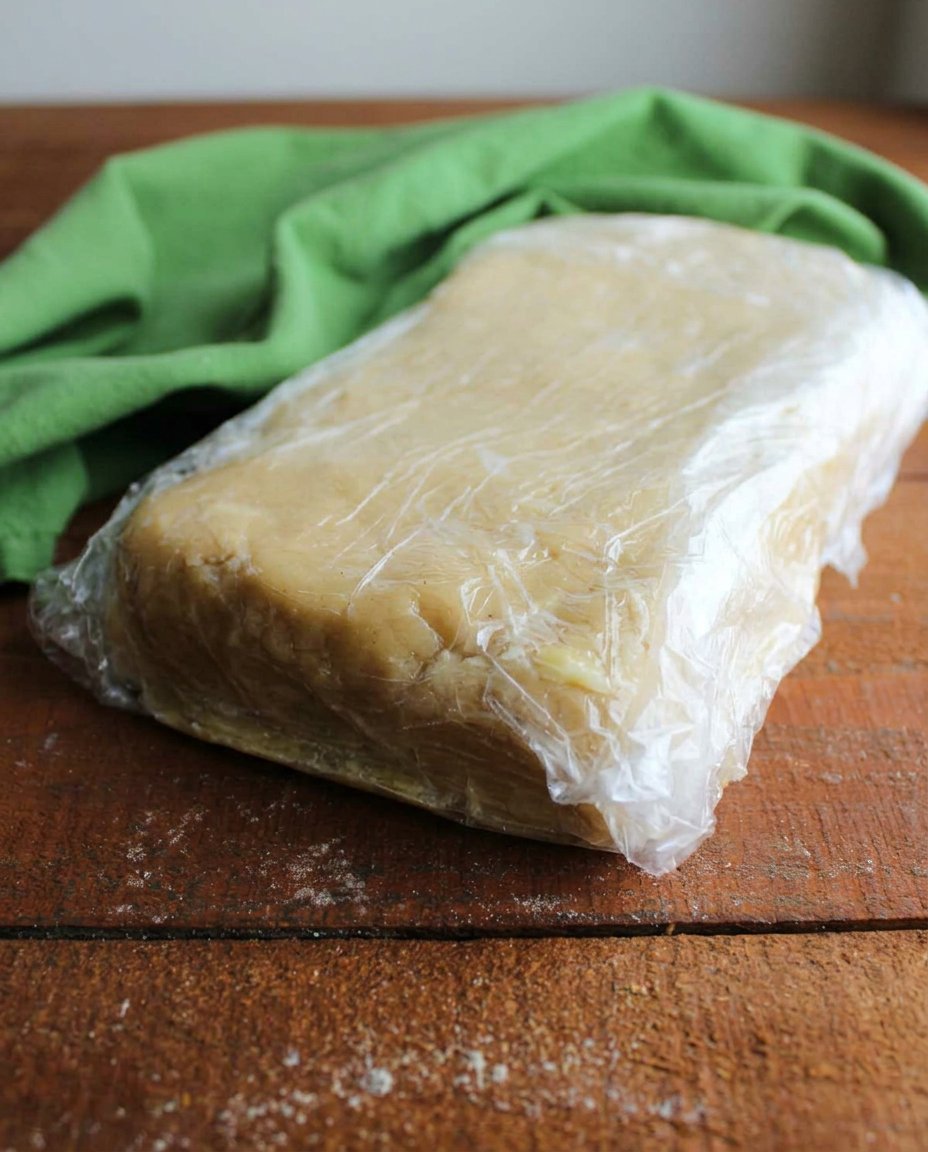 A sharp knife slicing through a chilled log of cookie dough on a marble surface.