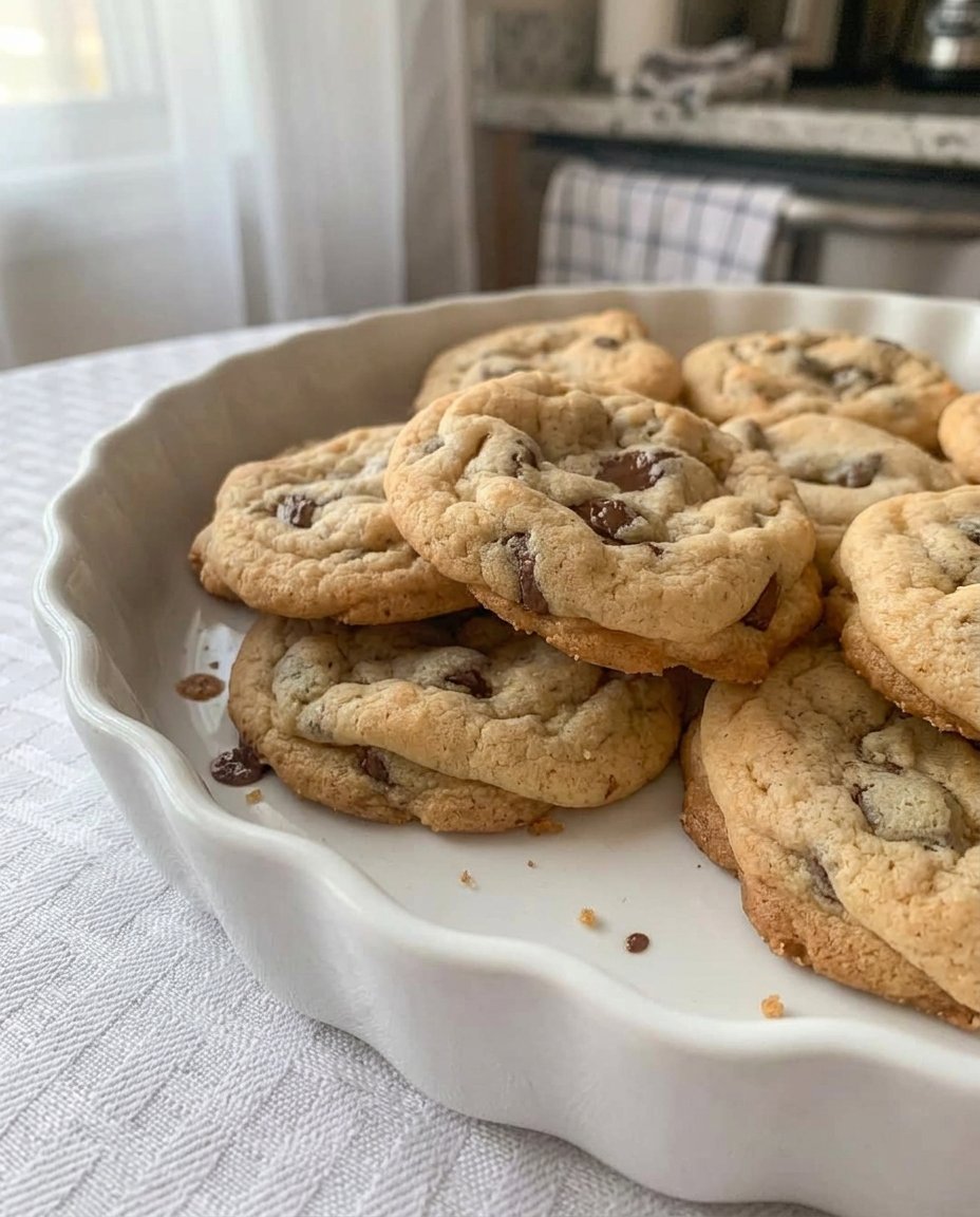 Soft batch chocolate chip cookies cooling on a wire rack