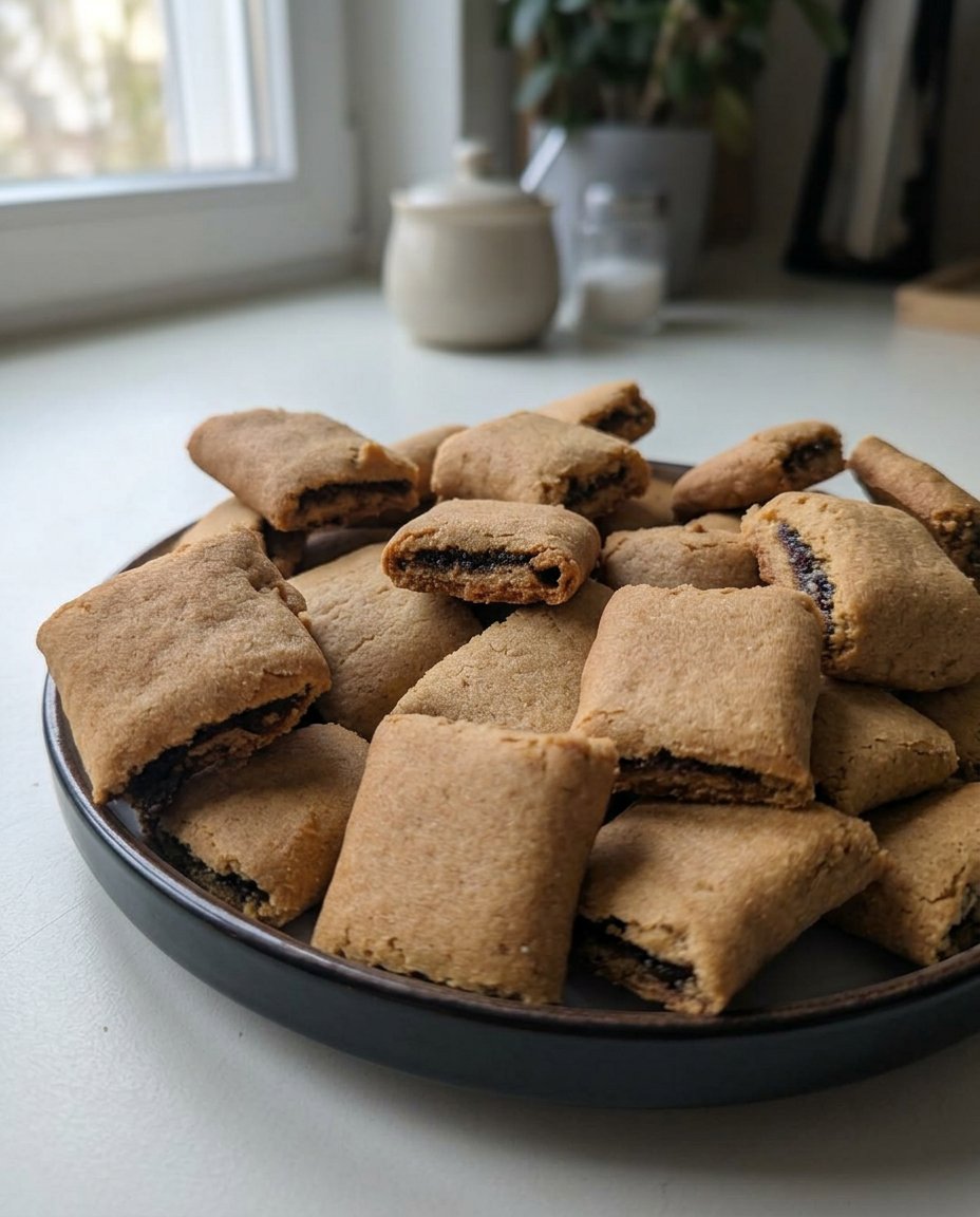 Fig Newtons 14 A massive stack of homemade fig newtons on a wooden board