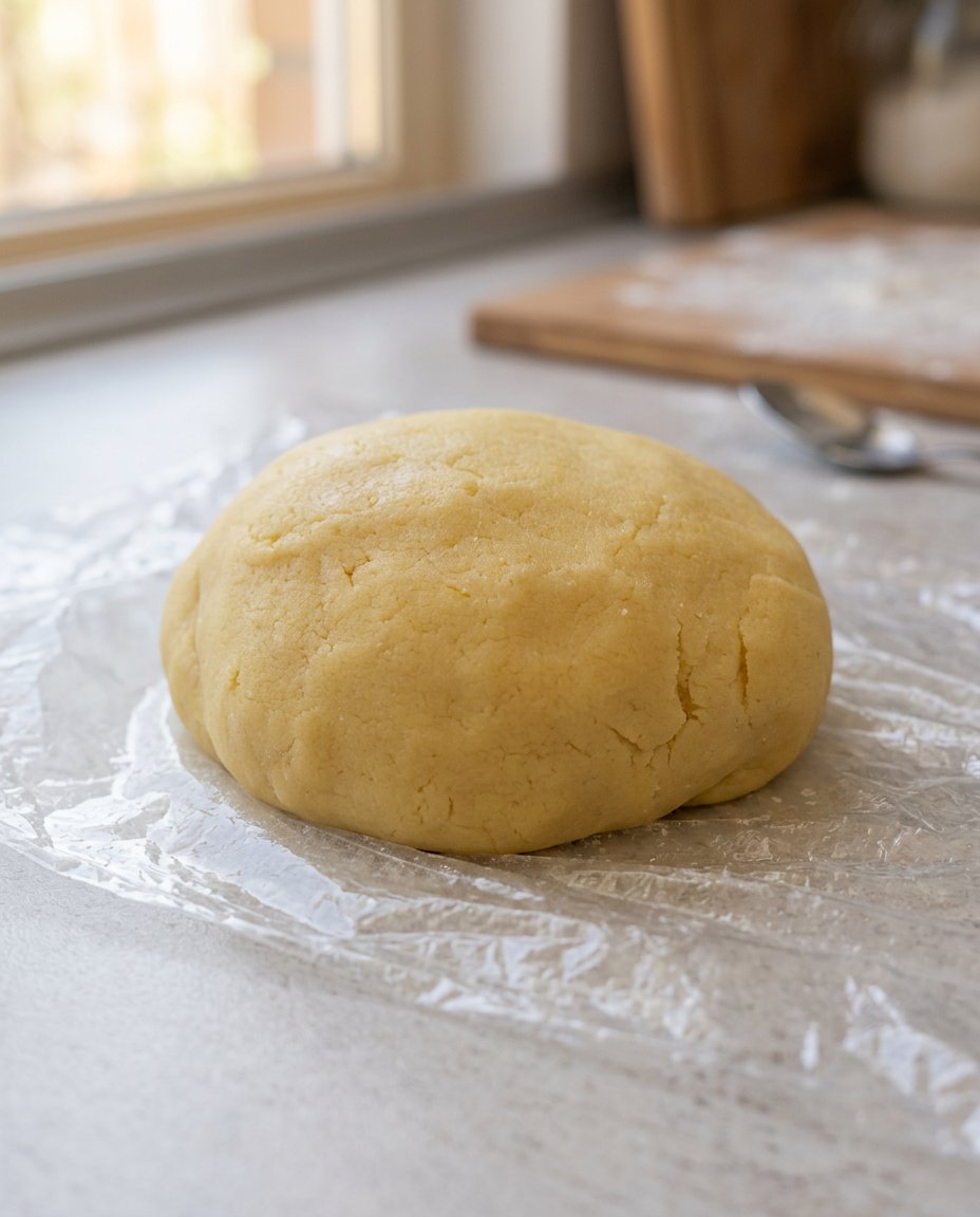 Struffoli 12 Fresh orange zest, eggs, flour, and honey arranged on a wooden kitchen counter.