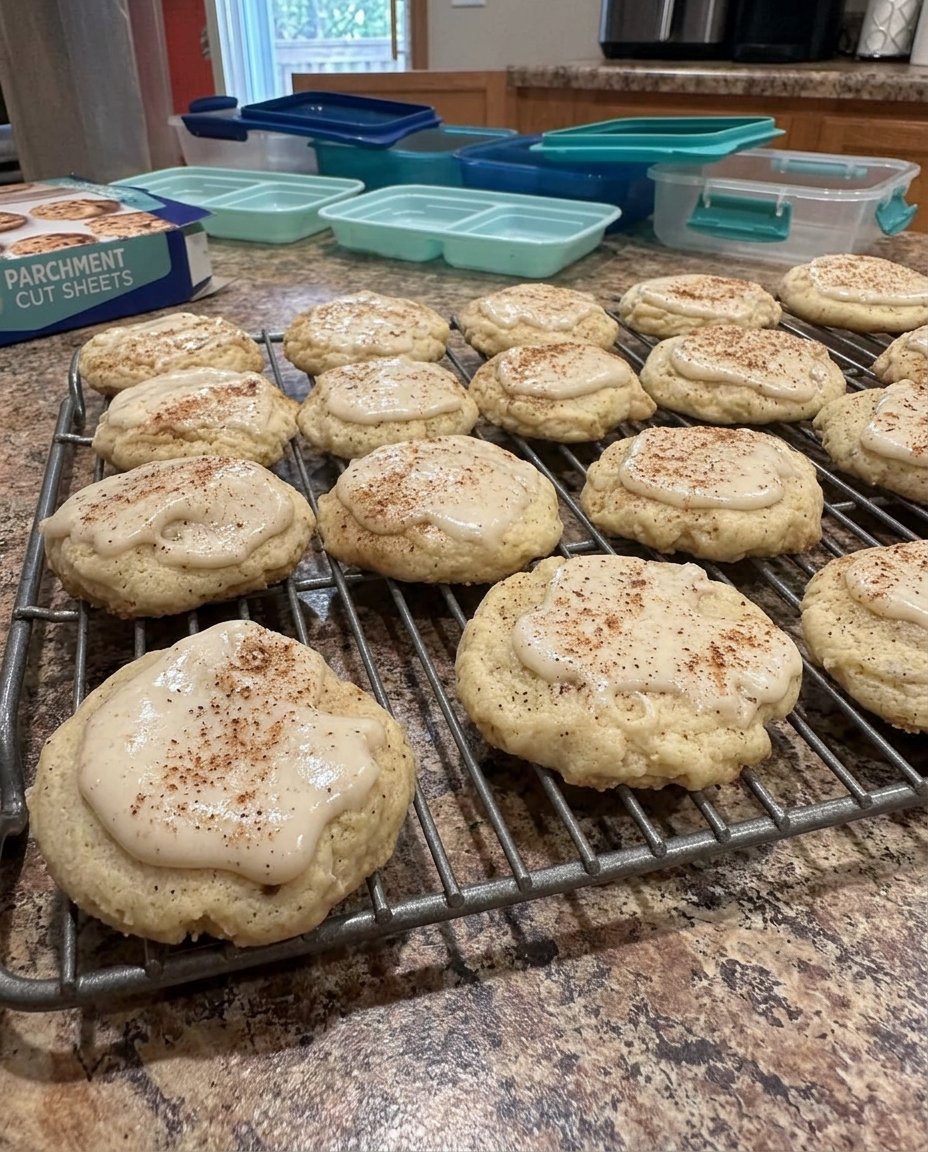 Taylor Swift Chai Cookies 2 with golden edges and white eggnog icing