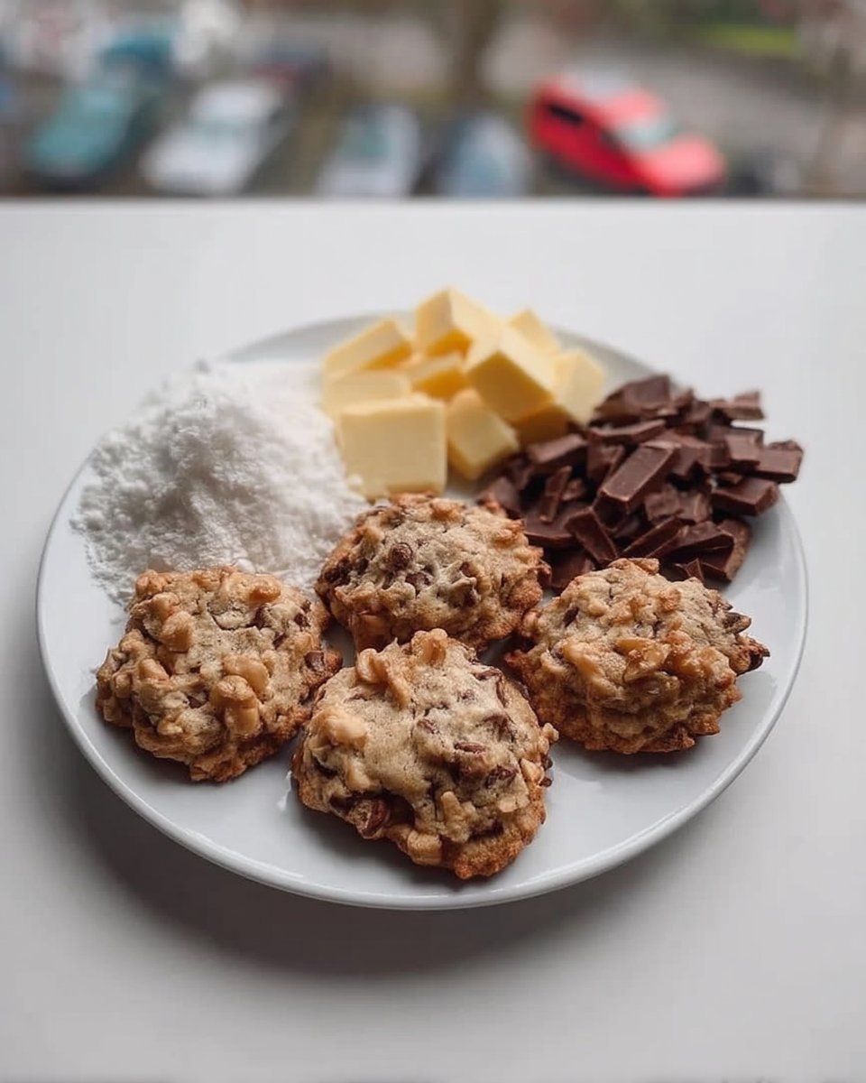 Thick cookies cooling on a baking sheet with a digital thermometer nearby.
