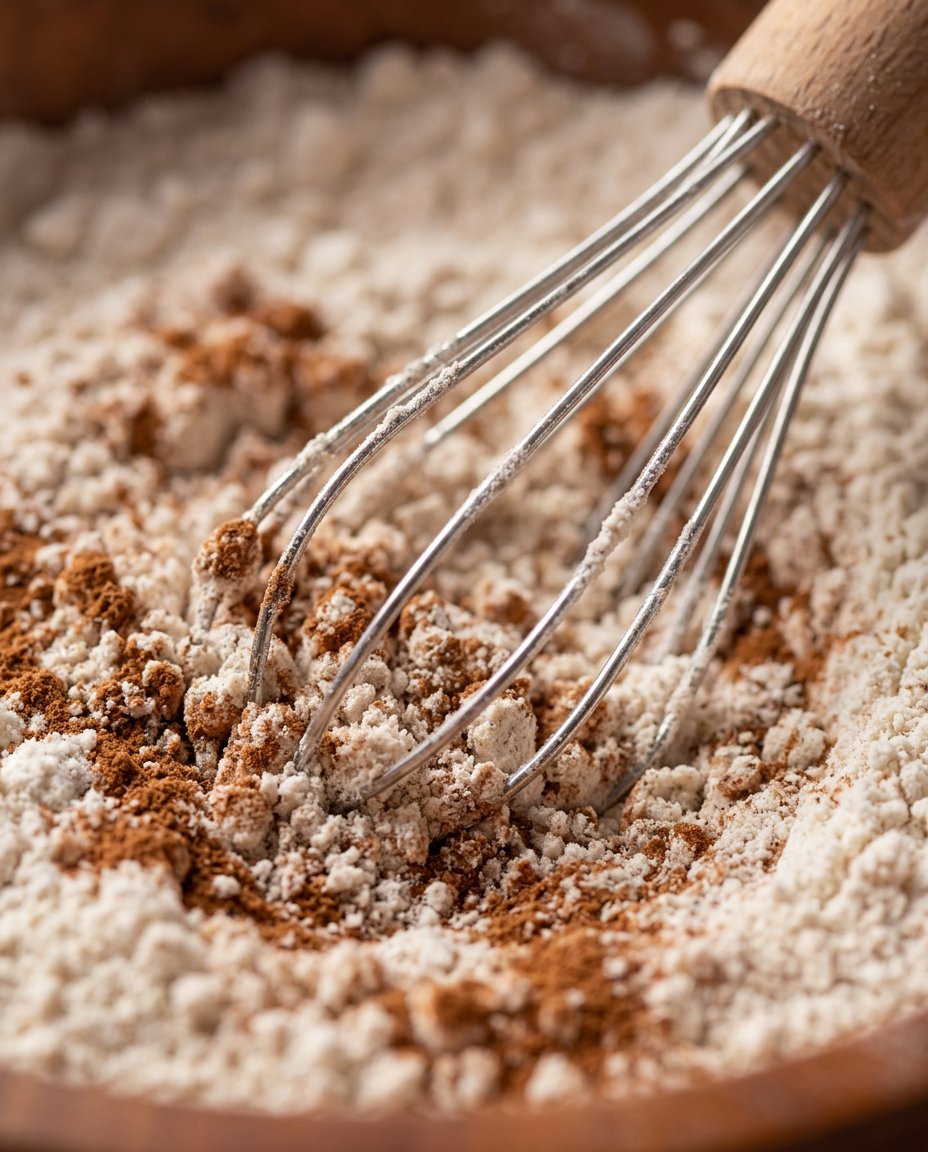 Bowls of brown sugar, melted butter, flour, and a room temperature egg on a counter