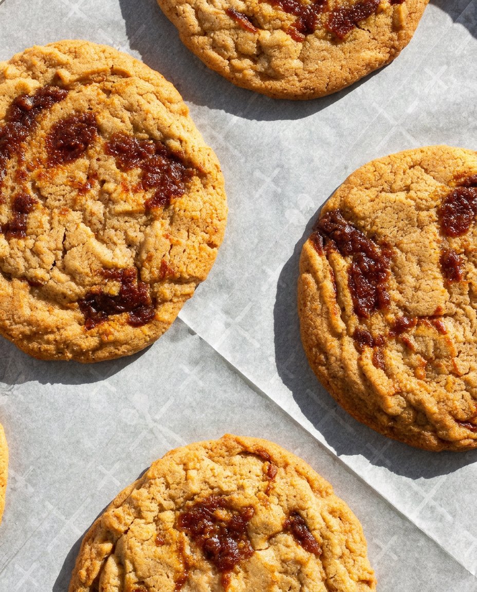 A gorgeous stack of thick miso caramel cookies served with hot tea