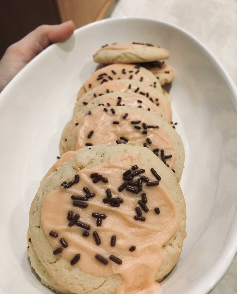 A party platter filled with various shaped vegan sugar cookies